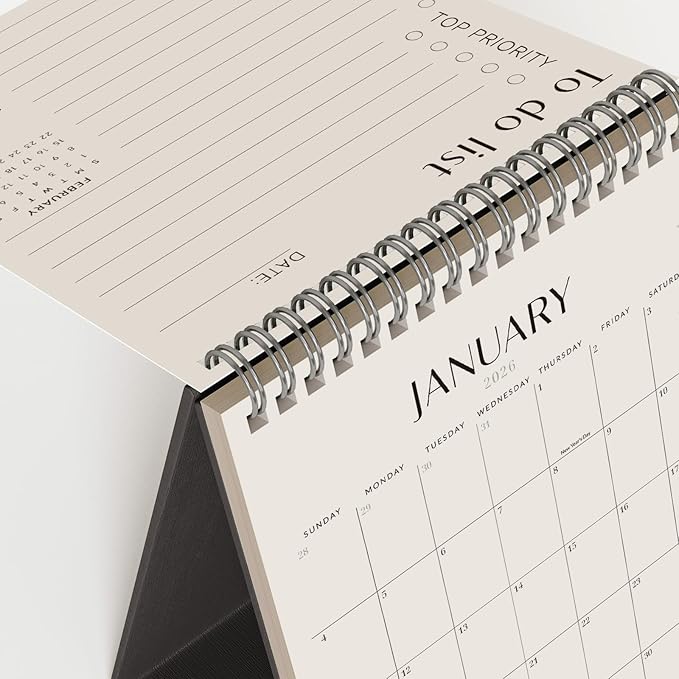 Jotsome Desk Calendar 2026-2027, Small Standing Flip Desktop Calendar From Now to June 2027 for Home and Office, Easy Organizing, Gift for the Holidays (Black, Small)