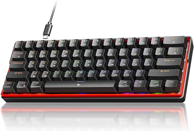 KEMOVE K61SE Gaming Mechanical Keyboard, 60 Percent Wired RGB Backlit N-Key Rollover Compact Mini 61 Keys Keyboard for PC Laptop, Blue Switch