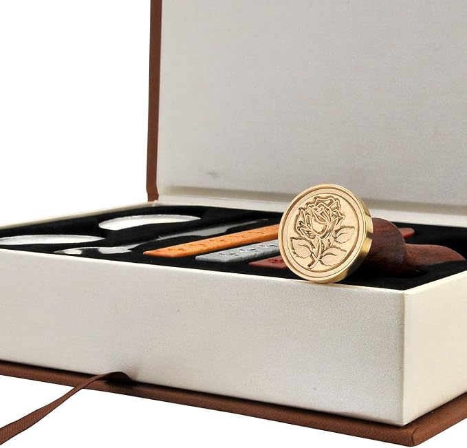 The Rose Wax Seal Stamp Set, Yoption Classic Vintage Seal Wax Stamp Set, Retro Seal Stamps Maker Gift Box Set (The Rose #3)