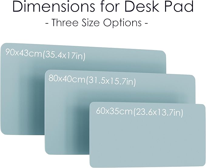 WAYBER Leather Desk Pad Protector, Waterproof Mouse Pad, PU Desk Mat, Office Desk Cover, Desk Writing Mat for Office/Home/Work/Cubicle (Light Blue/Silver) 23.6x13.7in