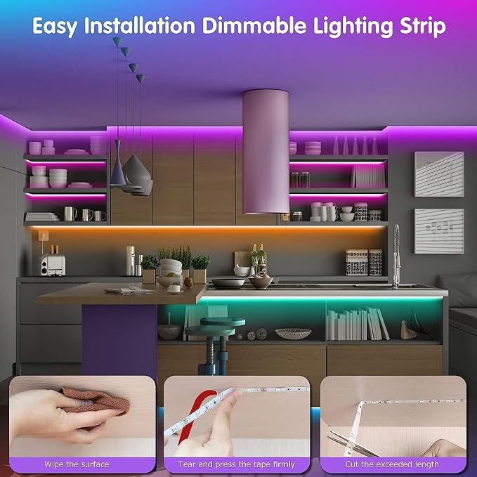 Tenmiro 50ft Led Strip Lights, Smart Led Lights Strip Music Sync Color Changing Lights App Control and 23keys Remote, Led Lights for Bedroom Party Home Decoration