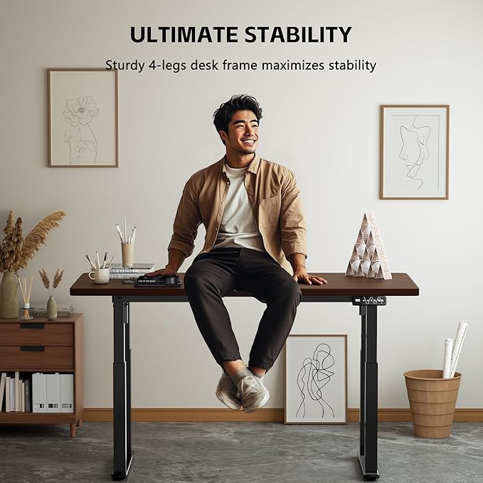 4-Leg Standing Desk Frame Dual Motor, Electric Adjustable Legs Compatible Desktop Size 39″-79″, 264 lbs Weight Capacity, Anti-collision Detection Stand Up Desk Frame Workstation, Black Frame Only