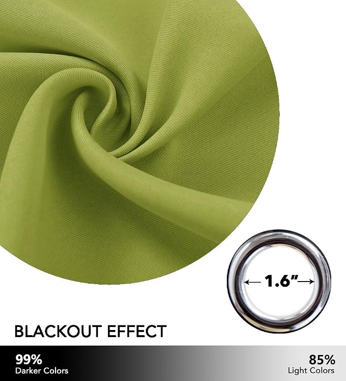 NICETOWN Green Curtain for Bedroom 84 inches Window Treatment Thermal Insulated Solid Grommet Blackout Drapery/Drape for Doors (1 Panel, 42 Wide by 84 Long, Fresh Green)