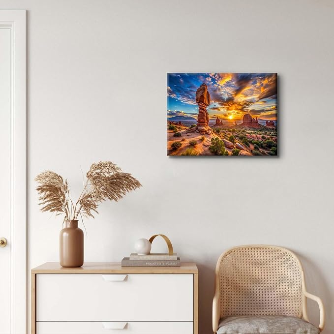 Sunset Nature Desert Wall Art Zion National Park Poster Canvas Prints Photo for Living Room Bedroom, USA Utah Arches Mountain Landscape Picture Painting Prints Artwork Home Decorations 12x16"