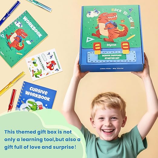46-Piece Washable Back to School Supplies Gift Kit for Kids-Dinosaur Essential First Day Gift Set for Kindergarten & Elementary, Art Supplies & Refillable Tools, Ideal Kids Stationery Set for Boys.