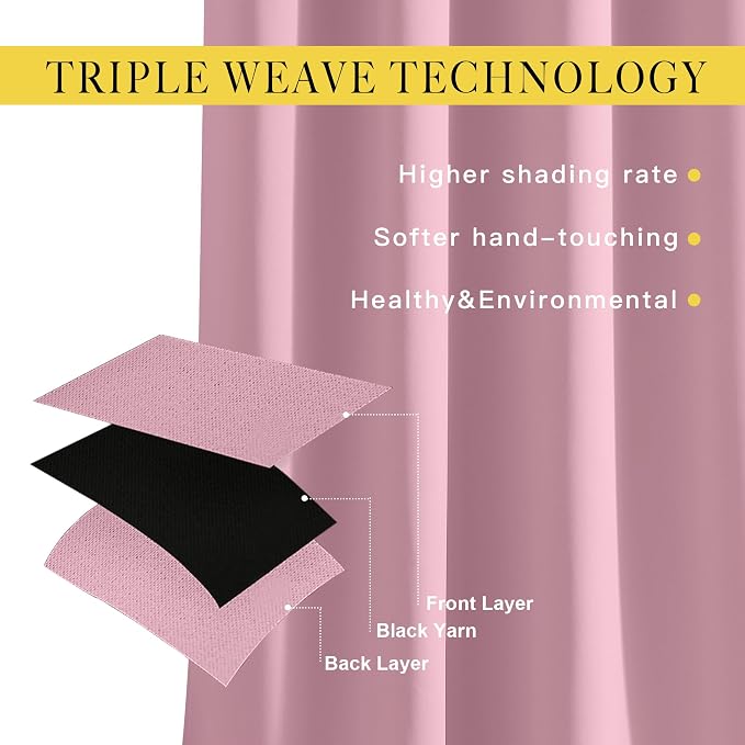 NICETOWN Rouge Pink Blackout Curtains for Bedroom 95 Inch Length - Thermal Insulated Room Darkening Privacy Grommet Window Drapes for Boys Room, Set of 1 Panel, 80 x 95 Inch
