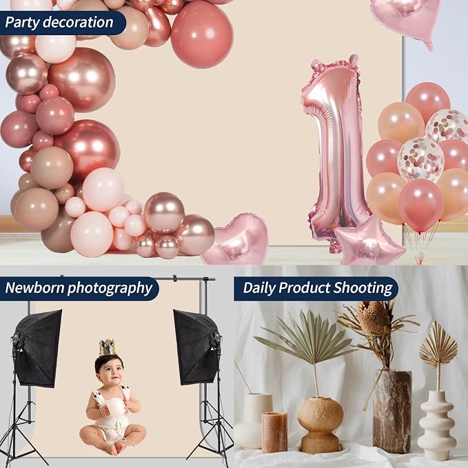 Beige Backdrop Background for Photography Photo Booth Backdrop for Photoshoot Background Screen Video Recording Parties Curtain 6x9FT