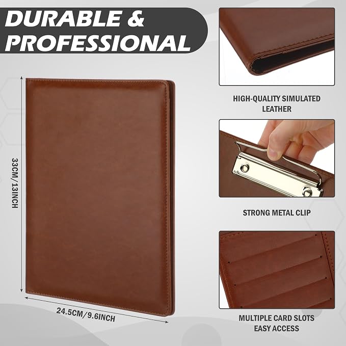 Fuyoooo 6 Pcs Bulk Professional Padfolio with Clipboard Leather Portfolio Folder Binder Legal Pad Holder for A4 Letter Size Notepad Resume Ideal Organizer for Business Office Conference (Multi Color)