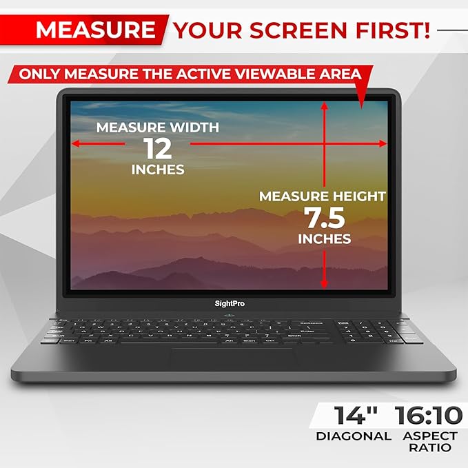 Magnetic Laptop Privacy Screen 14 Inch 16:10 - Patented Removable Laptop Privacy Filter Shield and Protector