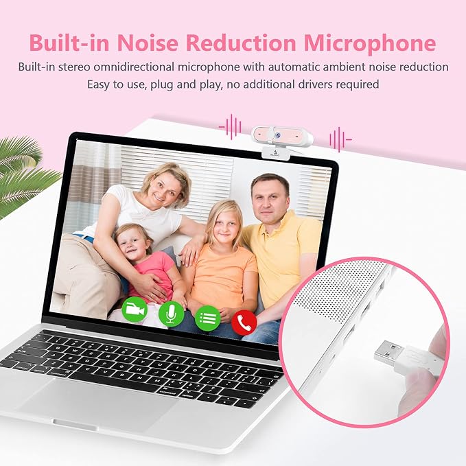 NexiGo 60FPS 1080P Webcam Kits, N660P FHD USB Web Camera with Privacy Cover and Dual Microphones, Upgraded Video Conference Lighting, Lightweight Mini Tripod, for Zoom/Skype/Teams, Pink