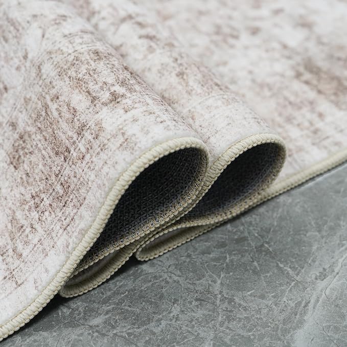 RUUGME 2x3 Entryway Rug Washable - Boho Rug Stain Resistant for Kitchen/Bathroom/Bedroom Low Pile Rubber Backed Rugs Ultra Thin Soft Home Decoration Floor Mat 2x3 Beige Brown
