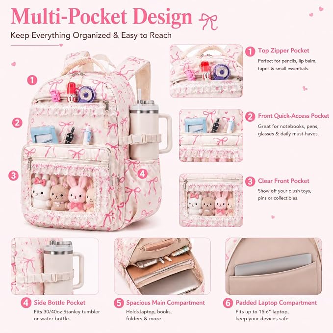 LEDAOU Backpack for Girls School Bag Kids Bookbag Teen Backpack Set Daypack with Lunch Bag and Pencil Case | Kids