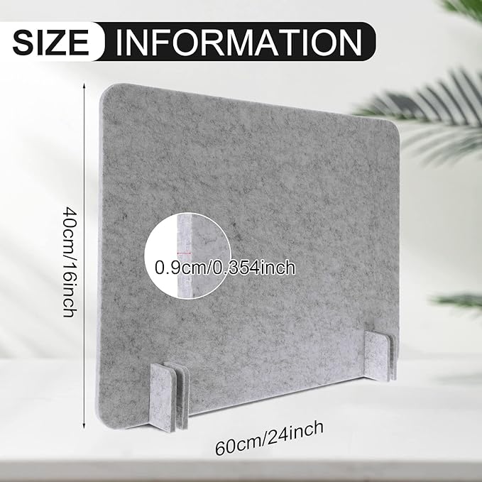 Fabbay 2 Pcs Acoustic Freestanding Desk Divider Desk Partition 16 x 24 Inch Table Freestanding Up Privacy Panel Visual Distraction and Noise Reducing for Office Furniture Classroom (Silver Gray)