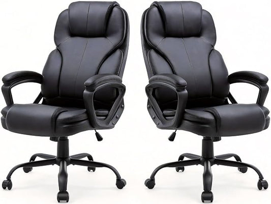 Shintenchi High Back Executive Office Chair, Ergonomic PU Computer Desk Chair with 3-Level Tilt, Padded Armrests 360° Swivel Free Task Chairs for Home Office, 330 Pound Capacity, Black