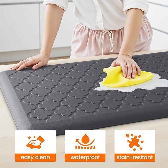 4/5 Inch Thick Anti-Fatigue Kitchen Mat Water Resistant Non-Slip Kitchen Floor Mat Ergonomic Comfort Standing Mat for Home Kitchen Office Laundry 17.3"x 39" Grey
