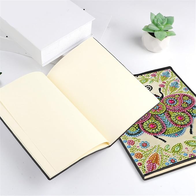 FRANDEK Diamond Art Painting Notebook Kit, Bee A5 DIY Journal with 50 Blank Pages, Crystal Rhinestone Cover with Waterproof Canvas, Beginner Craft Set with Full Tools for Adults