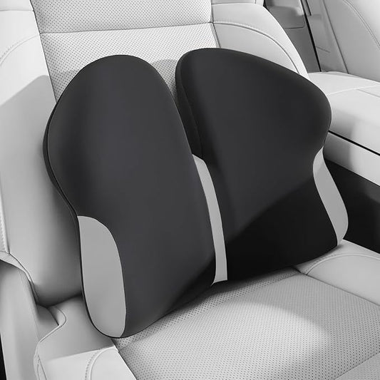 BEBAS Ergonomic Lumbar Support Pillow for Car, Memory Foam Back Support for Lower Back Pain Relief, Comfort Lumbar Cushion for Driving, Fixed Ring Lumbar Pillow for Car Seat, Office Chair -Black