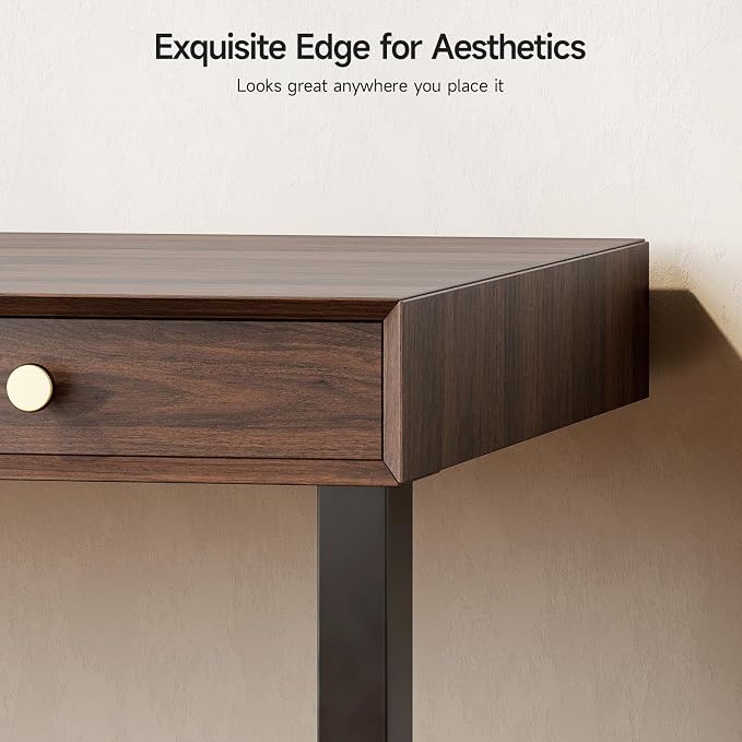 Electric Standing Desk with 3 Drawers, 63 x 24 Inch Height Adjustable Stand up Desk with Storage and Widened Legs, Retro Home Office Desks with Memory Controller for Computer Workstation, Walnut