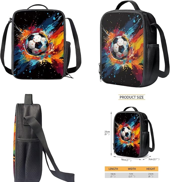 Soccer fortnite Customized Backpack for Boys 8-12 Cool School Backpack Set with Lunch Box and Pencil Bag Large Bookbag Set Back to School Supplies