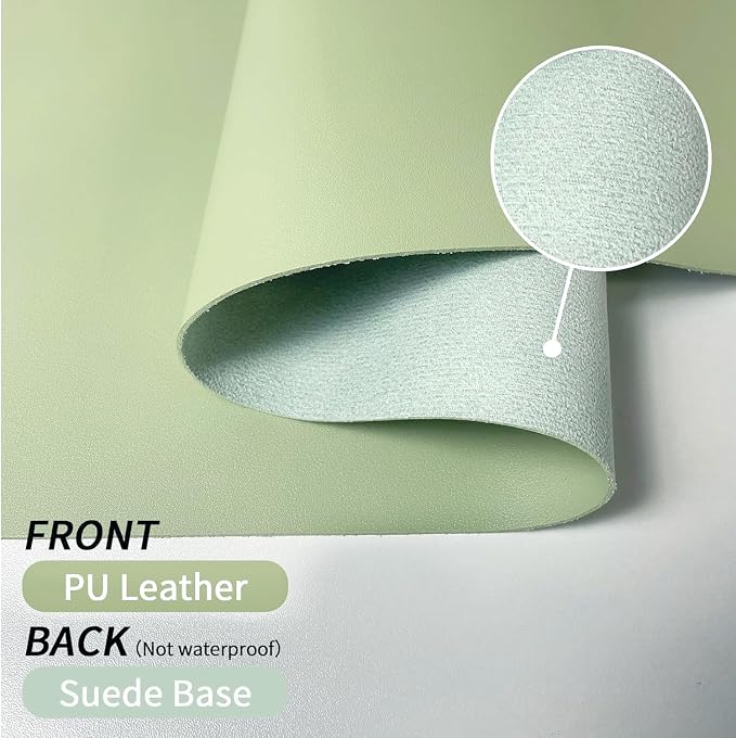 Bloss 47.2" x 16.9" Large Desk Mat, Leather Mouse Keyboard Pad, Non-Slip Writing Pad, Desk Protector for Office, Home - Light Green
