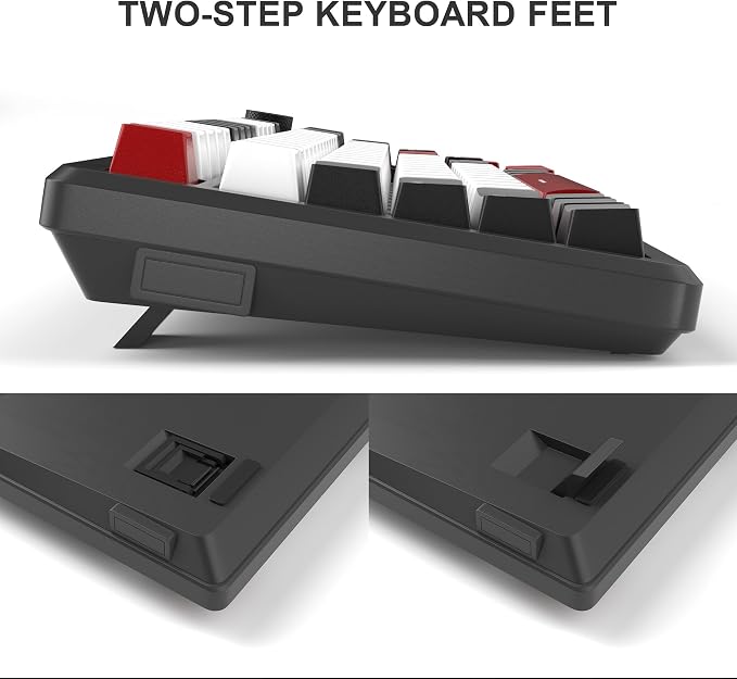 MageGee 75% Mechanical Gaming Keyboard, Compact Blue Backlit Wired Gaming Keyboards with Red Switches, EVA Foam, Knob Control, STAR75 Portable NKRO PC Gaming Keyboard - Black & White