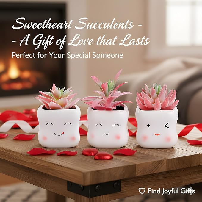 Tiita Cute Artificial Faux Succulents in Pots, Pink Fake Plants Ceramic Arrangement Planter Small Mini Tiny Decoration for Home Office Accessories Women Desk Window Sill Bathroom Bedroom