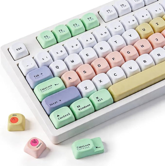 Tsungup MOA Keycaps,Clean & Minimal 130 Keys Magic Bean Custom Keycaps,PBT Cute Dye Sub Key Caps Keyboard Keycap Set for MX Switches Mechanical