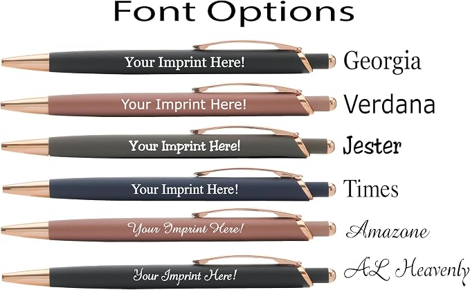 Custom Pens Gift Set - 2 Pack of Majestic Rose Gold Pens - Soft Touch Metal w/gift box - Luxury Ballpoint Pen Personalized Engraved with Name | Perfect for Him or Her (Grey - Black)