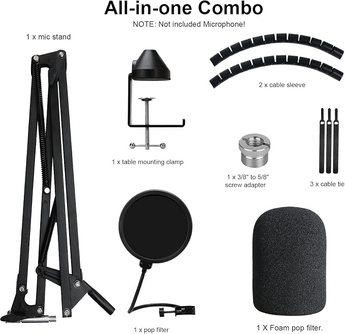 Rode Podmic Stand with Microphone Windscreen and Dual Layered Mic Pop Filter for Rode PodMic Podcasting Microphone by YOUSHARES