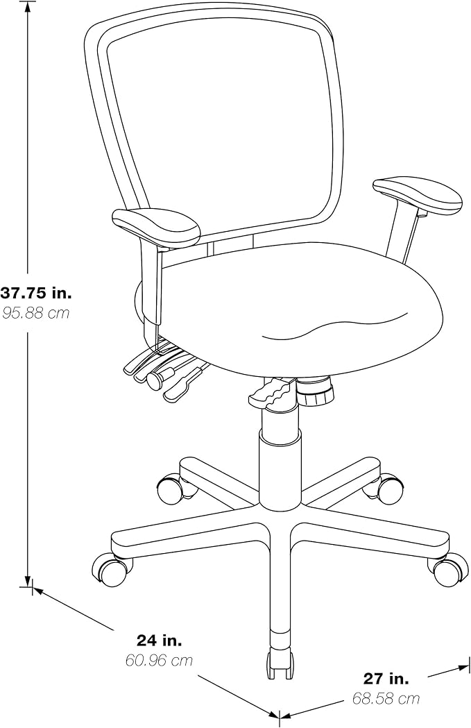 Office Star ProGrid Breathable Mesh Manager's Office Chair with Adjustable Seat Height, Multi-Function Tilt Control and Seat Slider, Mid Back, Coal FreeFlex Fabric