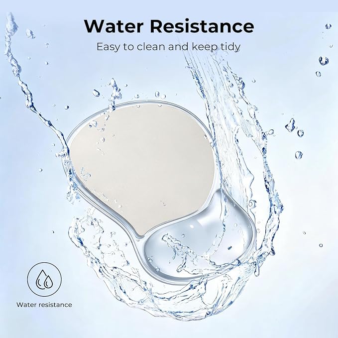 EooCoo Ergonomic Waterproof Mouse Pad with Gel Wrist Rest Support | Middle Concave Design, Leather Mouse Pad, Relieve Wrist Pain, Non-Slip Base, Office Desk Accessories, Non-Slip Base