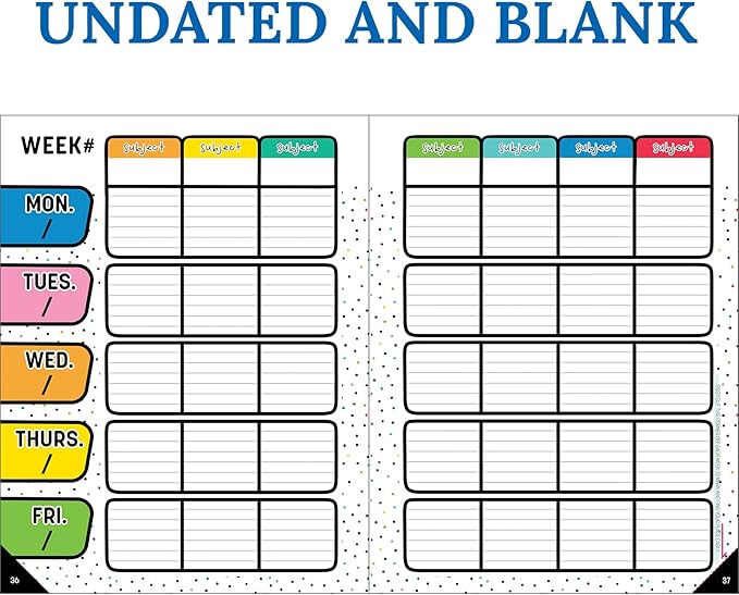 Carson Dellosa Happy Place Teacher Planner 2026-2027, Undated 8" x 11" Lesson Plan Book with Retro Stickers, Class Schedule, Weekly Calendar, Classroom Must Haves, Homeschool and School Supplies