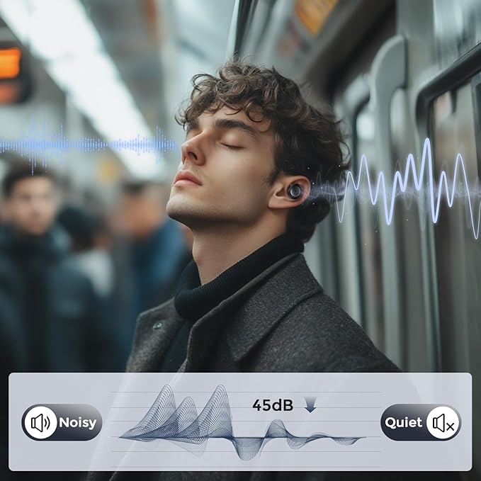 Ear Plugs for Sleeping Noise Cancelling, 45db Ear Plugs for Noise Ultra-Comfy Reusable Noise-Reducing Earplugs with 10 Ear Tips Silicone Hearing Protection for Deep Focus, Travel, Noise Sensitivity