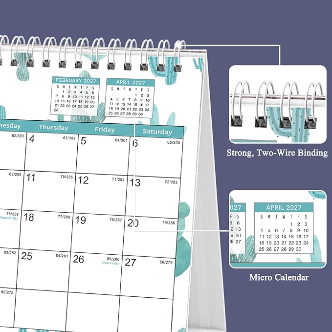 Desk Calendar 2026-2027, Monthly Desktop Calendar(Jul. 2026 - Dec. 2027, 10" x 8.25"), Standing Flip Calendar with Thick Paper, Academic Year Standing Desk Calendar with Planner Stickers