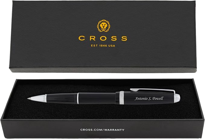 Cross Lume Engraved Ballpoint Pen, Obsidian Black Resin with Chrome Trim, Personalized Gift for Graduation, Career Advancement, Executives, and Groomsmen, Cross Gift Box Included