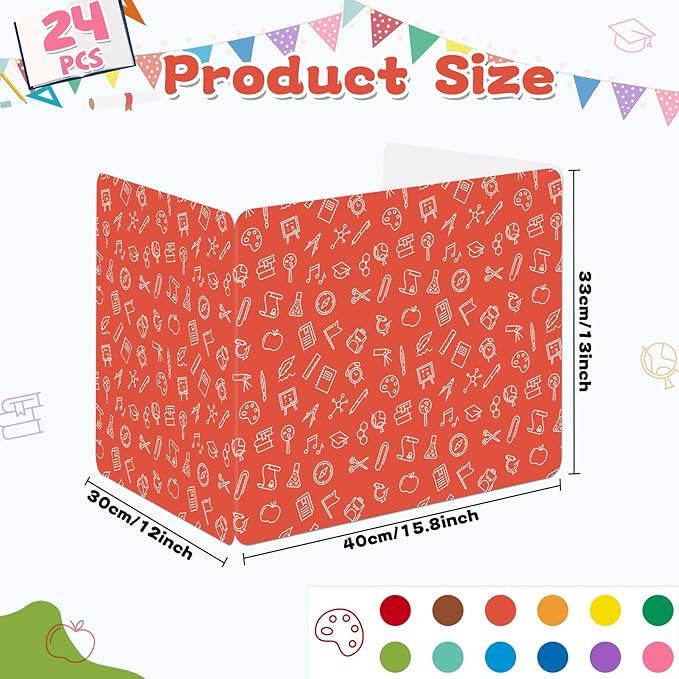 gisgfim 24 Pack Privacy Shields for Student in 12 Vibrant Colors Desk Dividers Durable Privacy Folders Testing Divider Shield Study Boards Panel Partition for Classroom Teacher Back to School Supplies