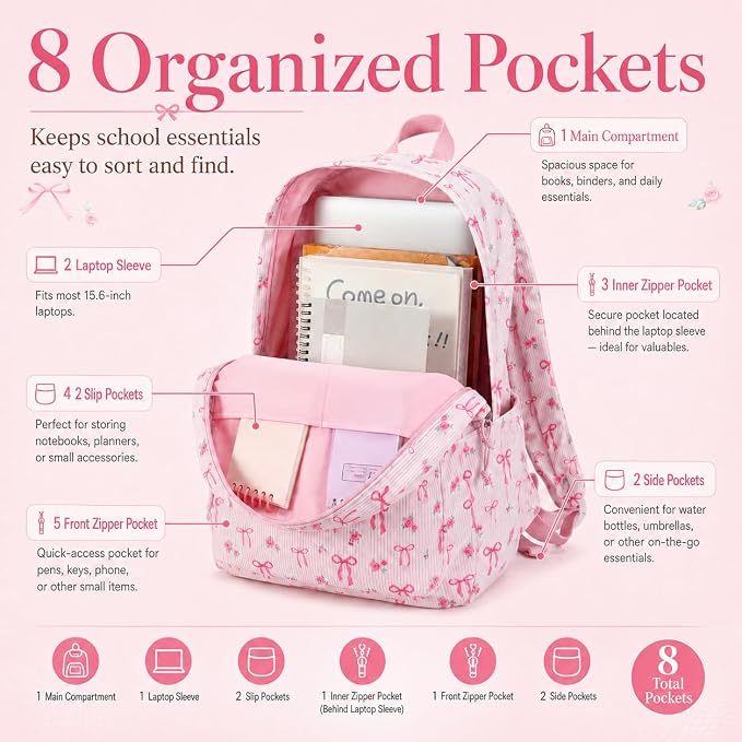 BTOOP School Backpacks for Teen Girls Bookbags Lightweight Kids Backpack School Bags Set with Lunch Box Pencil Case