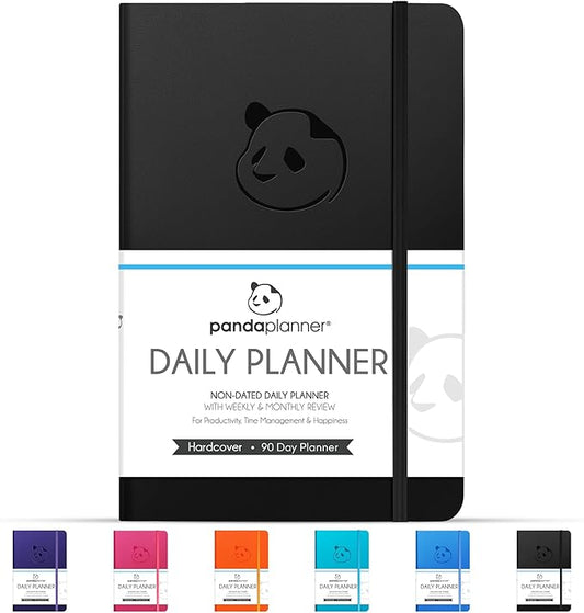 Panda Planner Classic A5 Daily Planner 2026 - Undated Quarterly & Productivity Planner with Hourly Schedule, To Do List, Daily Journal, Goal Planner, Habit Tracker & Gratitude Organizer – Black