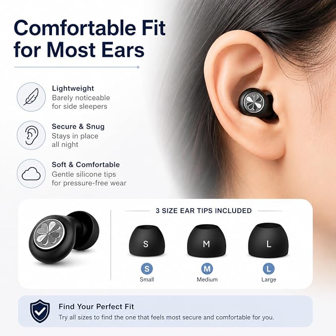 Ear Plugs for Sleeping 45DB Noise Cancelling: Ultra-Comfy Reusable Noise-Reducing Earplugs for Sleeping & Travel & Work Hearing Protection Earbuds with 8 Tips(XS,S, M, L Size) (Obsidian)