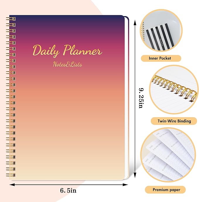 Cute Daily Planner Undated & To Do List Notebook for Work: With Hourly Schedule, 80 days Day on a Page Planner for Life Tasks - Day & Hour Agenda, Organizer Journal For Women or Men Orange