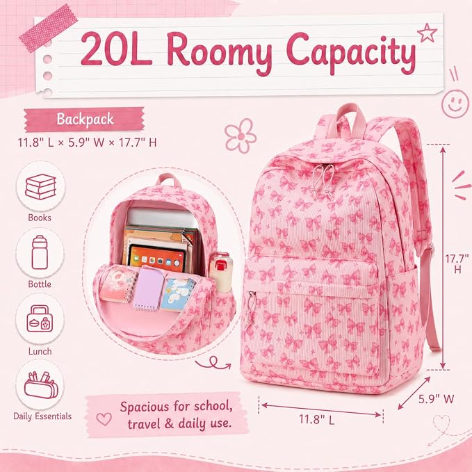 BTOOP School Backpacks for Teen Girls Bookbags Lightweight Kids Backpack School Bags Set with Lunch Box Pencil Case