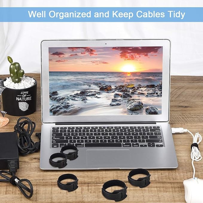 34pcs Cord Management Organizer Kit, Reusable Cable Ties Wire Organizer Set with Self-Adhesive Cable Clips for Desk Computer TV Home Office
