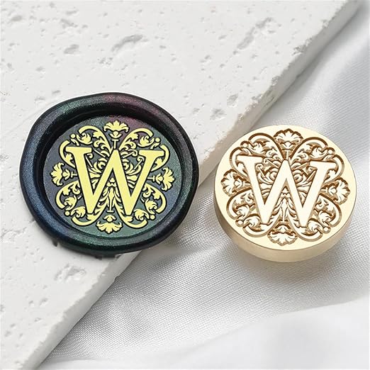 Flower Initial Alphabet W Wax Seal Stamp & Eucalyptus Love Sealing Stamp with Wax Stamp Brass Head Ideal for Wedding Invitations Gift Wrapping Christmas (Floral W)