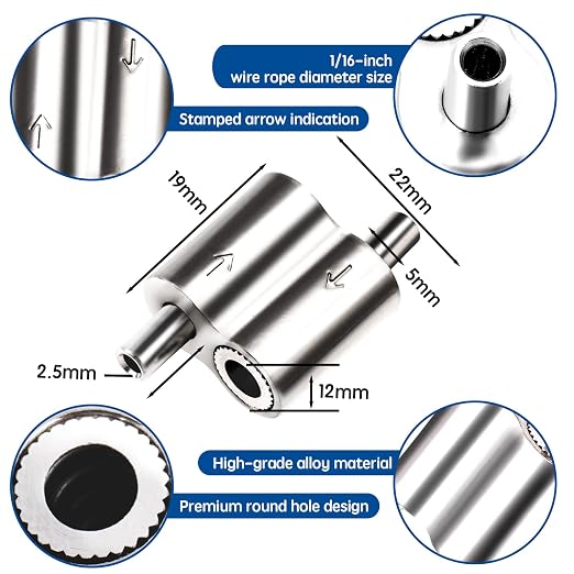 1/16 Inch M3 Stainless Steel Wire Rope Cable Clip Clamp, 1/16" Two Way Wire Rope Clips for 1/16 Inch (1.5mm-2.0mm) Stainless Steel Cable/Wire Rope - 10 PCS