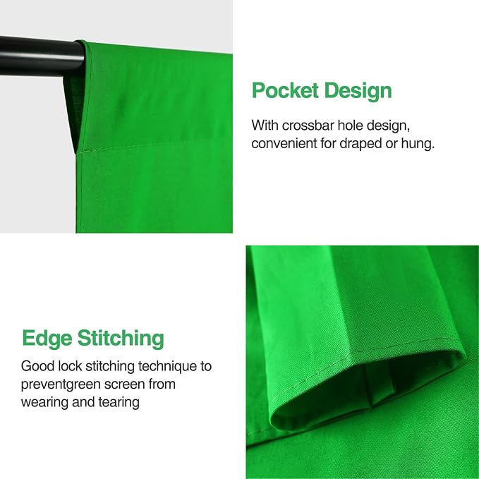 Green Screen Backdrop, 10x12ft (WxH) Photography Chromakey Greenscreen Background Sheet, Polyester Collapsible Green Backdrop Curtain for Streaming, Meeting, Photoshoot, Video Recording