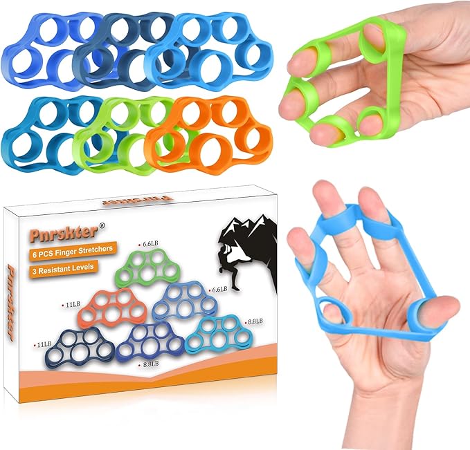 Hand Grip Strengthener, Finger Exerciser, Grip Strength Trainer (6 PCS),New Material,Forearm Grip Workout, Finger Stretcher, Relieve Wrist Pain, Carpal Tunnel