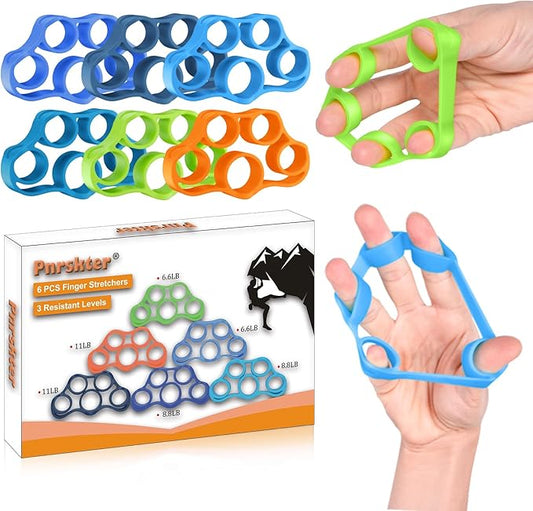 Hand Grip Strengthener, Finger Exerciser, Grip Strength Trainer (6 PCS),New Material,Forearm Grip Workout, Finger Stretcher, Relieve Wrist Pain, Carpal Tunnel