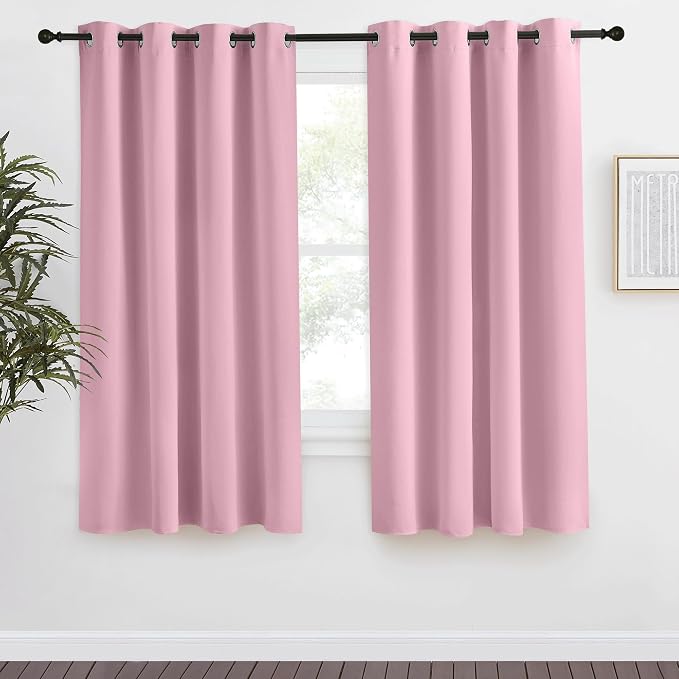 NICETOWN Rouge Pink Blackout Curtain 68 inch Long, 55 inches Width, 1 Panel, Thermal Insulated Window Treatment with Grommet Room Darkening Thermal Insulated Panel for Bedroom/Living Room
