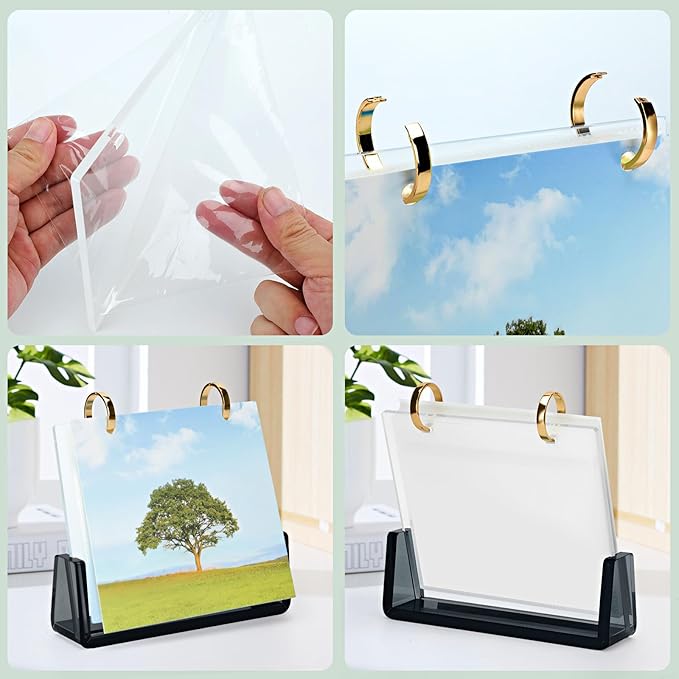 ZEEYUAN 4x6 Desktop Flip Photo Album on Stand Acrylic Picture Frame Holds 60 Pictures, 4x6 Standing Photo Album Double Side Display Gifts for Thanksgiving Christmas Valentines