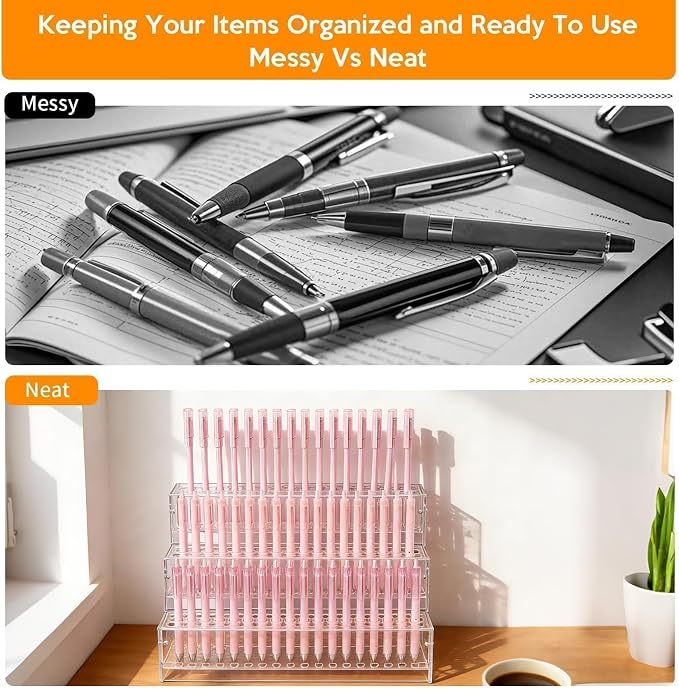 2pcs 144-Slots Pen Holder for Craft Shows,Acrylic Pen Display Stand Holders | 3-Tier Beadable Pens Display for Vendors,Beaded Pens Organizer Paint Brush Storage Makeup Brush Rack for School Essentials